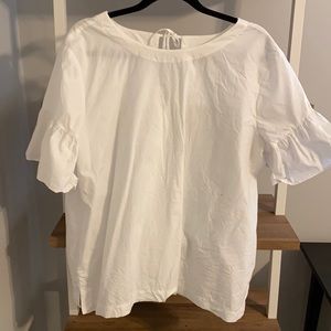 LOFT white flutter sleeve top
